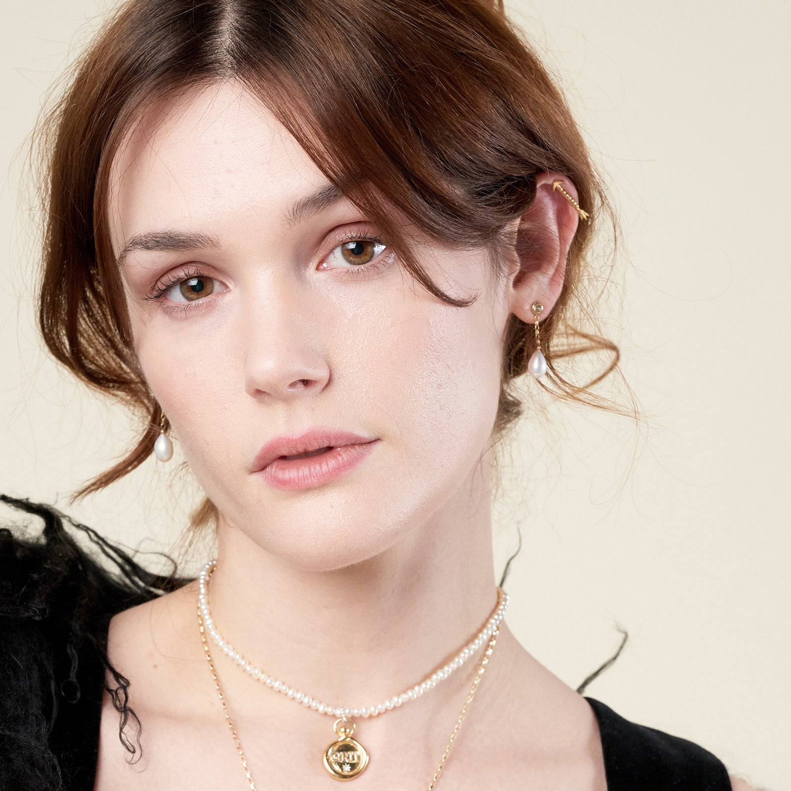 Gold Bow & Arrow Earrings with Diamonds (Pair)