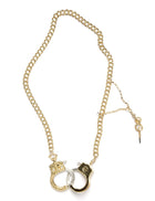 Jessica de Lotz JdL Jewellery Gladys Joyce Bowden Collection Large Functioning Handcuffs Necklace with Twin curb Chain Gold Plated Sterling Silver