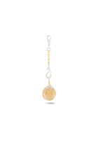 Introducing the Midnight Margarita Lime Charm Keychain by Jessica de Lotz Jewellery—an updated take on modern-day chatelaine style. Featuring a lobster clasp, chain links, and a vibrant lime slice charm in zesty yellow-green with white accents, this accessory boasts elegant silver and gold metal details. Perfect for fans of kitchen witchcraft or lovers of Practical Magic-inspired charms, the keychain casts a subtle shadow against its white backdrop.