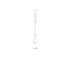 The Chatelaine Holding Hands Chain by Jessica de Lotz Jewellery features a silver lobster clasp, short chain links, and a delicate hook-shaped charm at the bottom. The keychain is displayed centered on a white background with a faint shadow beneath it.