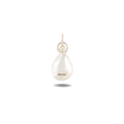 A single, irregularly shaped white pearl pendant with a small metal loop on top for attaching to jewelry. The words “Our Blood” are engraved on the front, reflecting the whimsical style of Jessica de Lotz Jewellery. The pendant casts a faint shadow on a plain white background.
