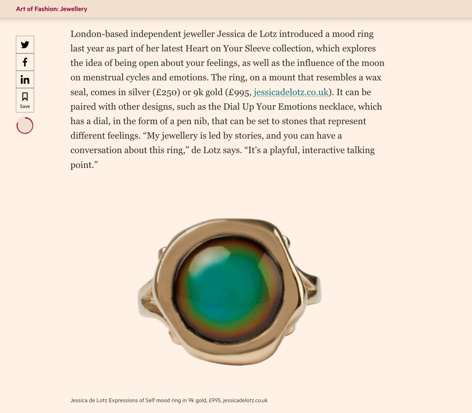 Colour-Changing Mood Ring 'Expressions of Self' – Jessica de Lotz