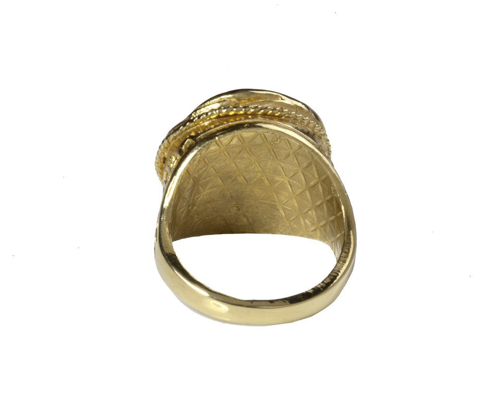 Gold Mini Moon Signet Ring with Diamonds