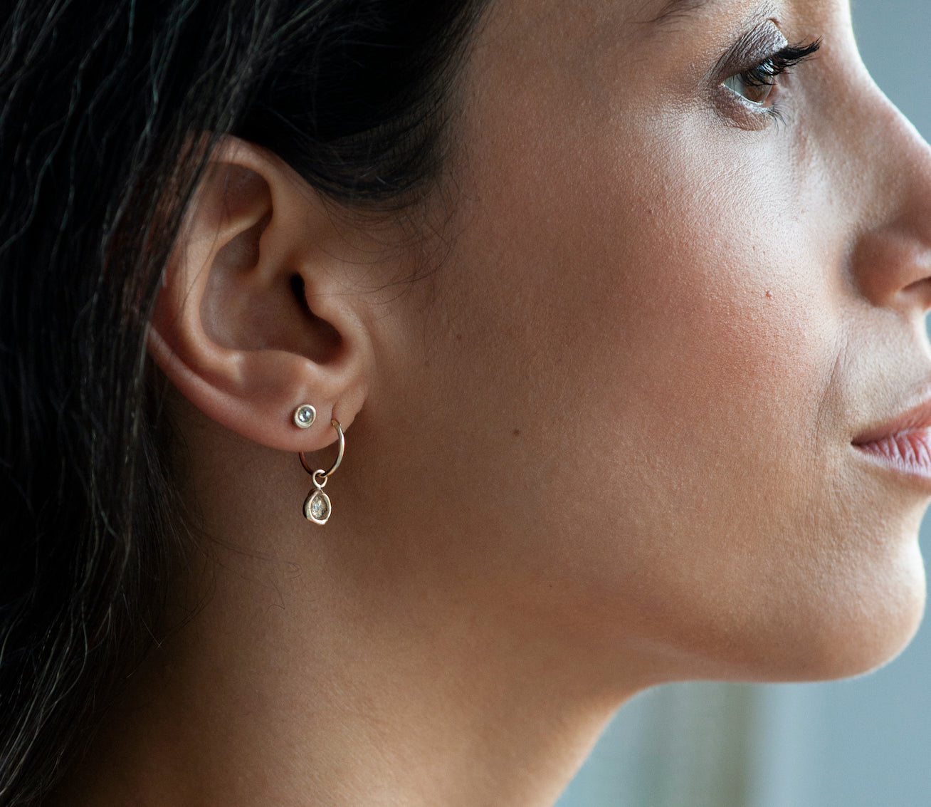 Luxe Petites Tiny Rose-Cut Diamond Stud Earrings