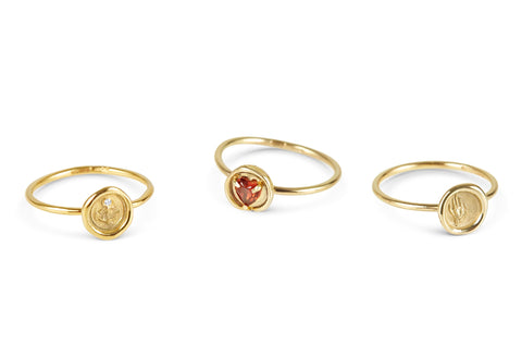 Petites Faith-Hope-Charity Wax Seal Stacking Rings